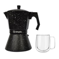 Simplit - Pack Cafetera Italiana 12 Tazas + Taza Doble Pared 300 Ml
