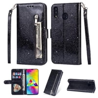 Funda Para Foxdock Elegante Funda Samsung Galaxy A30/A20 Glitter Con Cremallera-Ideal Para El Uso Diario