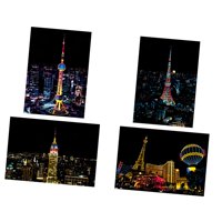 Magideal - 4 Piezas De Tarjetas De Papel Para Rascar, Pintar Y Rayar, Grabado, Hojas Negras Creativas Para Rascar, Graffiti Artístico Colorido, Suministros Estilo E