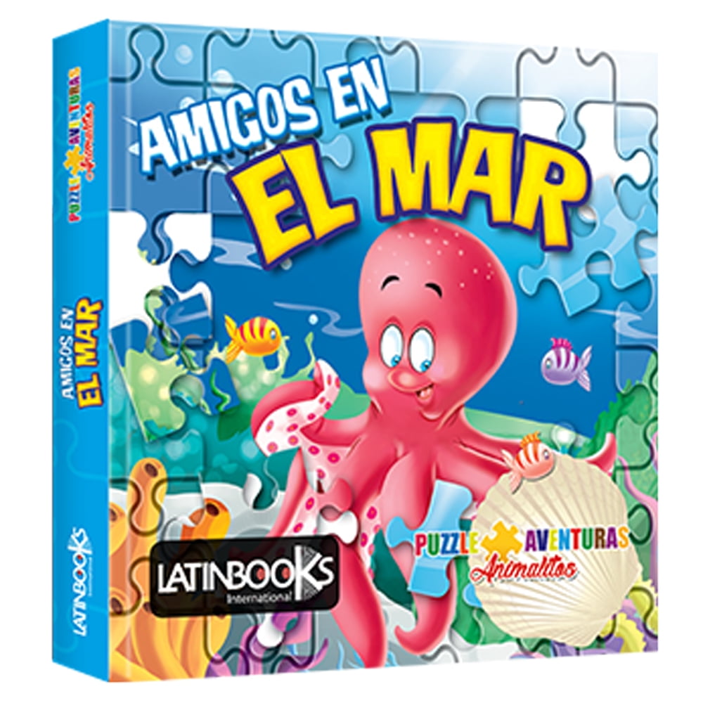 Zig-zag - Libro Puzzle Animalitos - Amigos En El Mar / 8 Páginas De Cartón Con Rompecabezas, De 20 X 19 Cm. Tapa Cartoné Acolchada Con Foil Holográfico.