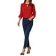 thumbnail image 4 of CURVOSPORT Blusa Elegante para Mujer Camisa de Trabajo Oficina con Fruncido Frontal Manga 3/4 Chifón Regreso a Clases Atuendo de Maestra Rojo S, 4 of 6