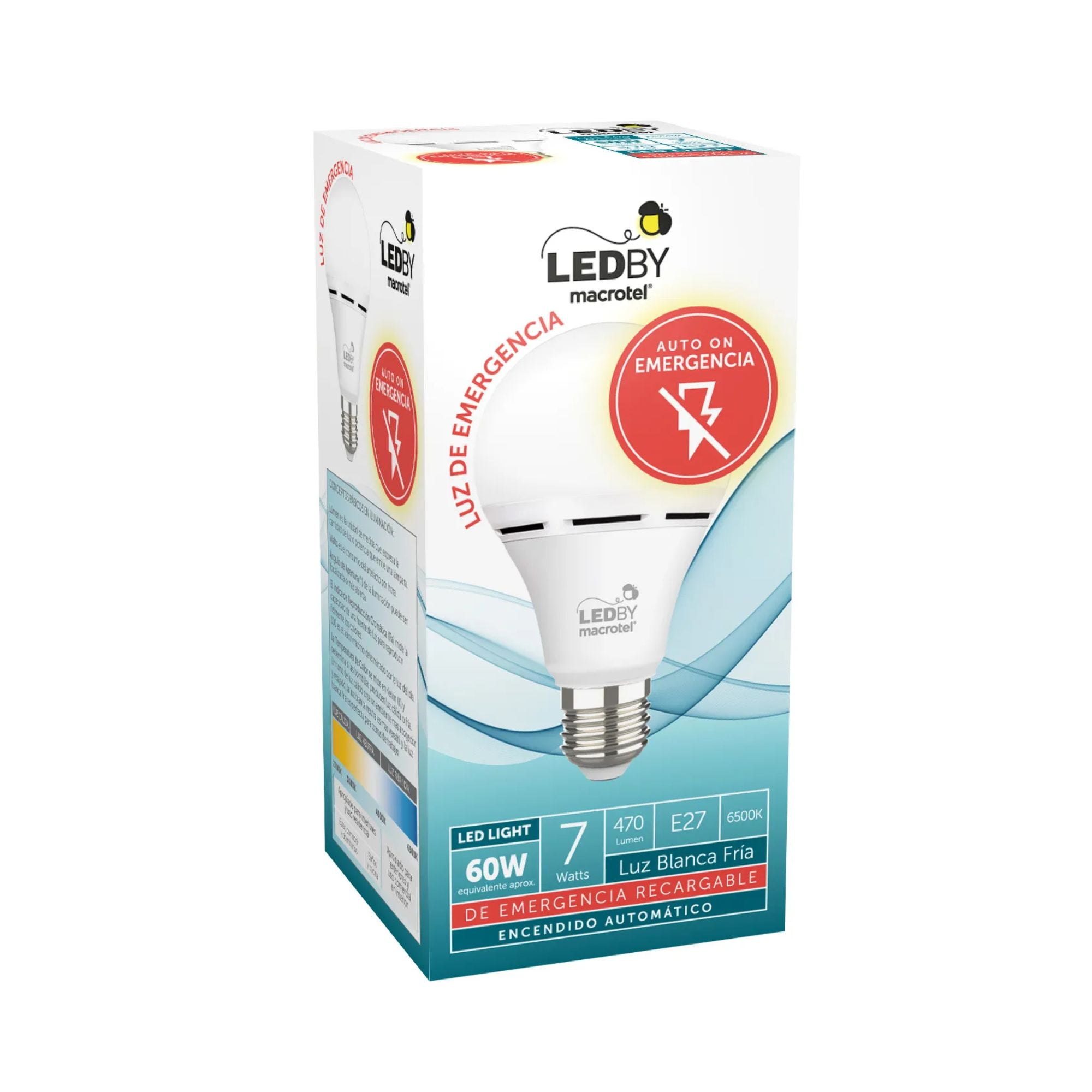 Ampolleta Led De Emergencia E27 Luz Fría 6500k Con Batería 7w - Macrotel