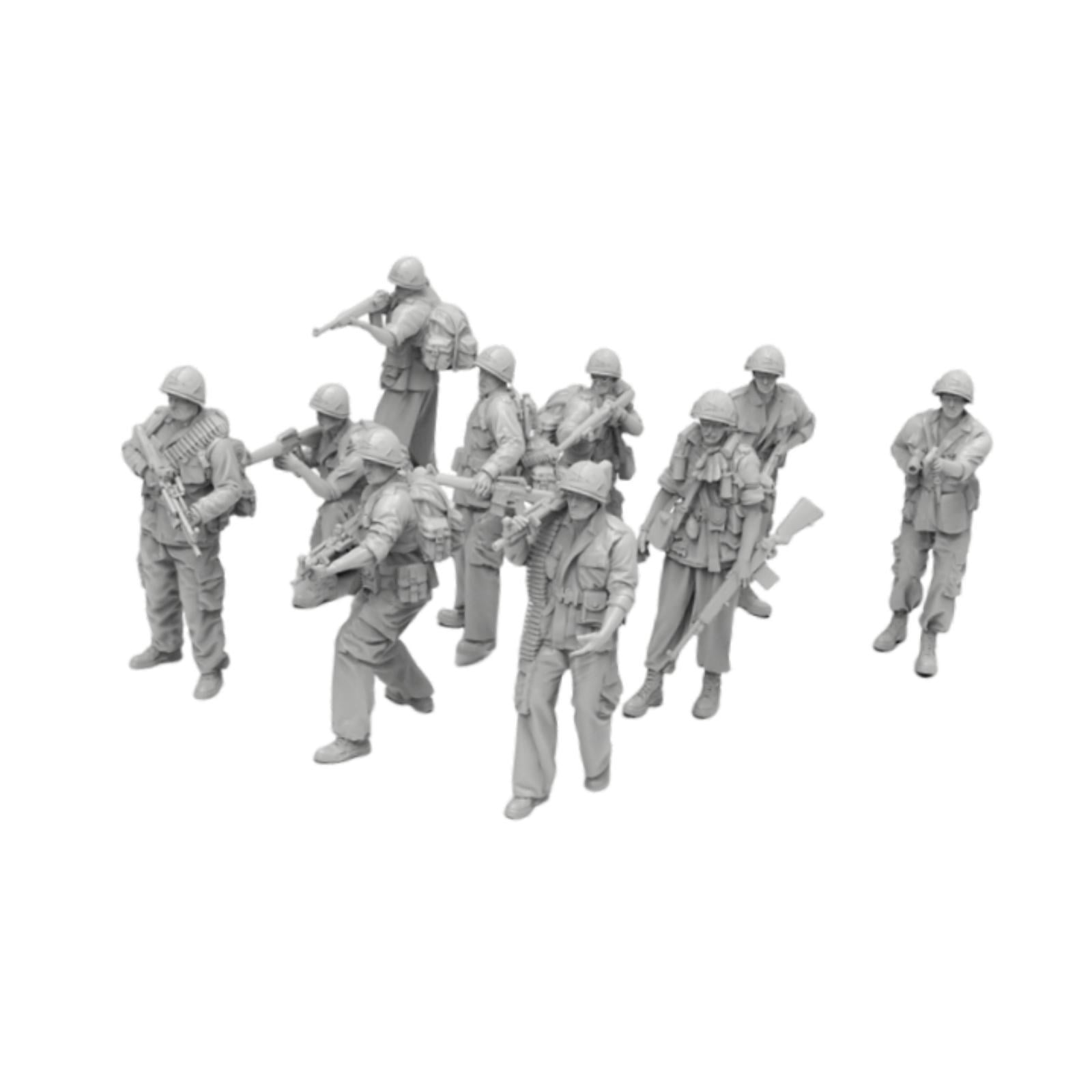 Magideal - 10 Figuras En Miniatura De Soldados, Escala 1/72, De Resina, Sin Pintar, Para Juegos De Hombres, Dioramas, Minifiguras Para Manualidades En Miniatura.