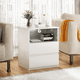 thumbnail image 3 of (Set of 2)End Table with Fast USB C Charging Station, Sofa Side Table with 2 Drawers, Large Storage Modern Wood Storage Cabinet for Living Room,Bedroom,Office, White, 3 of 3
