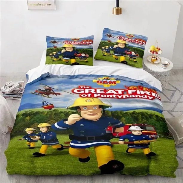 Cartoon Fireman Sam Toys Bedding Set Duvet Cover Bed Set Quilt Cover Pillowcase Comforter king Queen Boys Adult Bedding Set