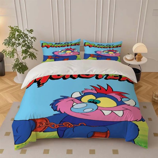 My Pet Monster Themed Bedding Set Three-Piece Duvet Cover and Pillowcase Set Soft and Comfortable