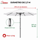 thumbnail image 3 of Quitasol Extendible 3m Soporte Pedestal Lateral Blanco UV, 3 of 7