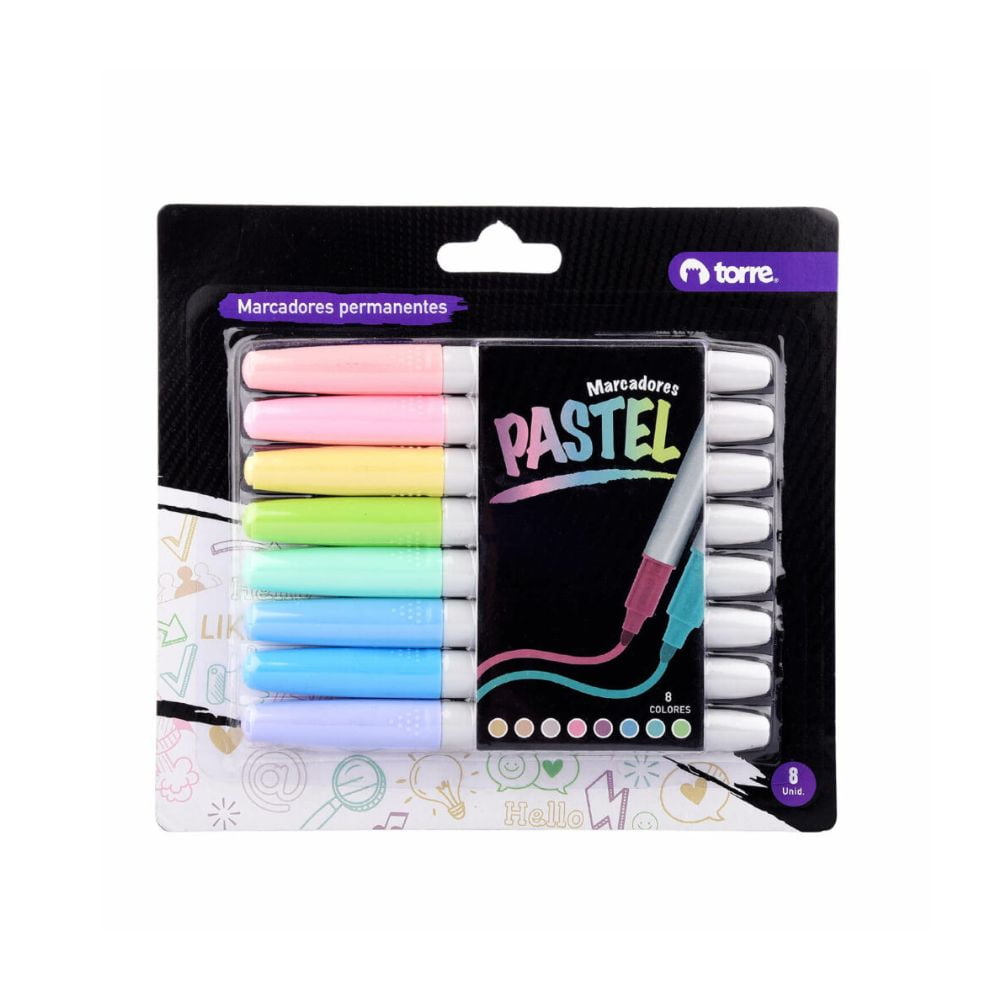 Torre - Set De Marcadores Permanentes Pasteles 8 Colores