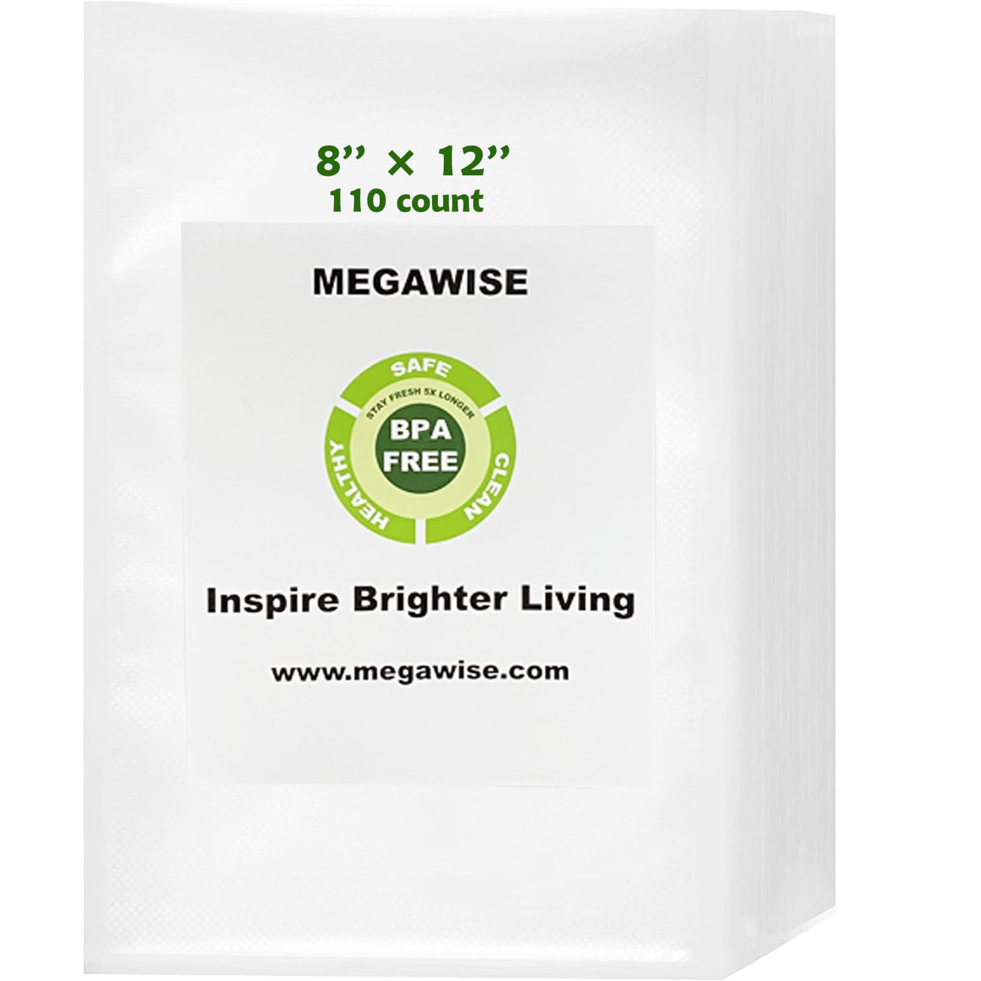 Bolsas Selladoras Al Vacío Megawise De 8 X 12 Cm, 110 Unidades, Para Almacenamiento De Alimentos
