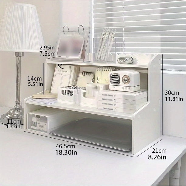 Maximize Your Desk Space with this Multi-layer Student Dormitory Desk Storage Rack!