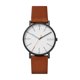 thumbnail image 1 of Reloj Skagen Signature de tres manecillas para hombre, negro con piel marrón, 1 of 8