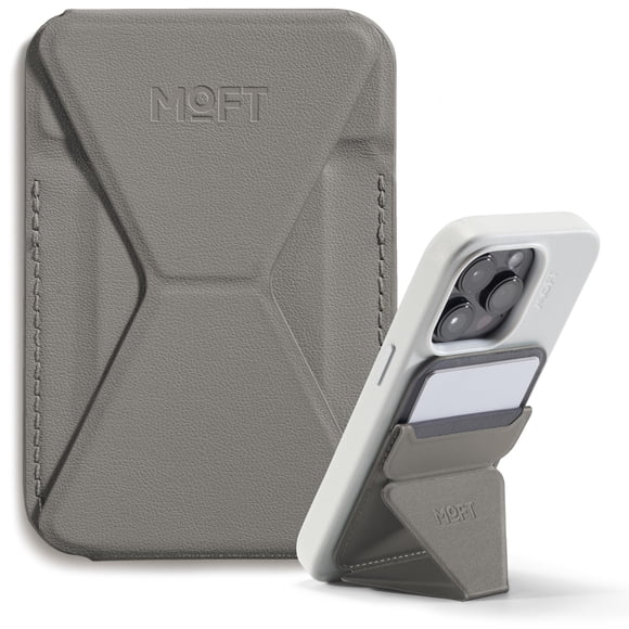 Soporte magnético tipo cartera compatible con MOFT para iPhone 12-16, color topo