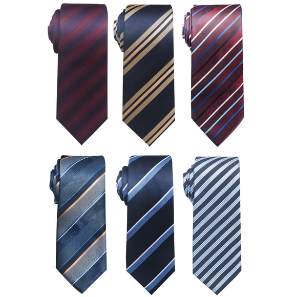 Juego de 6 corbatas Passabin azul a rayas con tejido jacquard