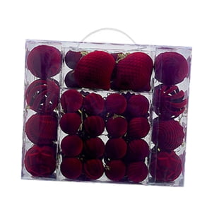 Magideal - 48 Bolas Navideñas, Adornos Navideños, Bolas Colgantes, Adornos Irrompibles, Resistentes Al Desgaste, Recubrimiento De Pp Flocado, Ideales Para Fiesta Vino Tinto