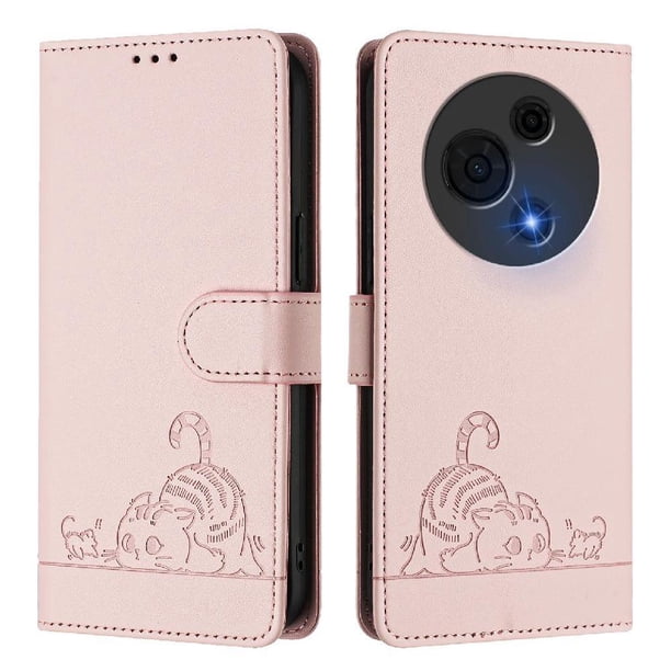 Funda tipo cartera FOXDOCK para TCL 60 NxtPaper con soporte, ranuras, RFID, diseño de gato