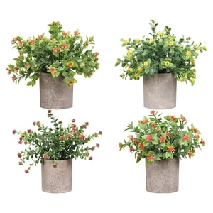 Bothyi - 4 Piezas De Pequeñas Plantas Falsas En Macetas Pequeñas Para Estante De Escritorio Estilo Hogareño