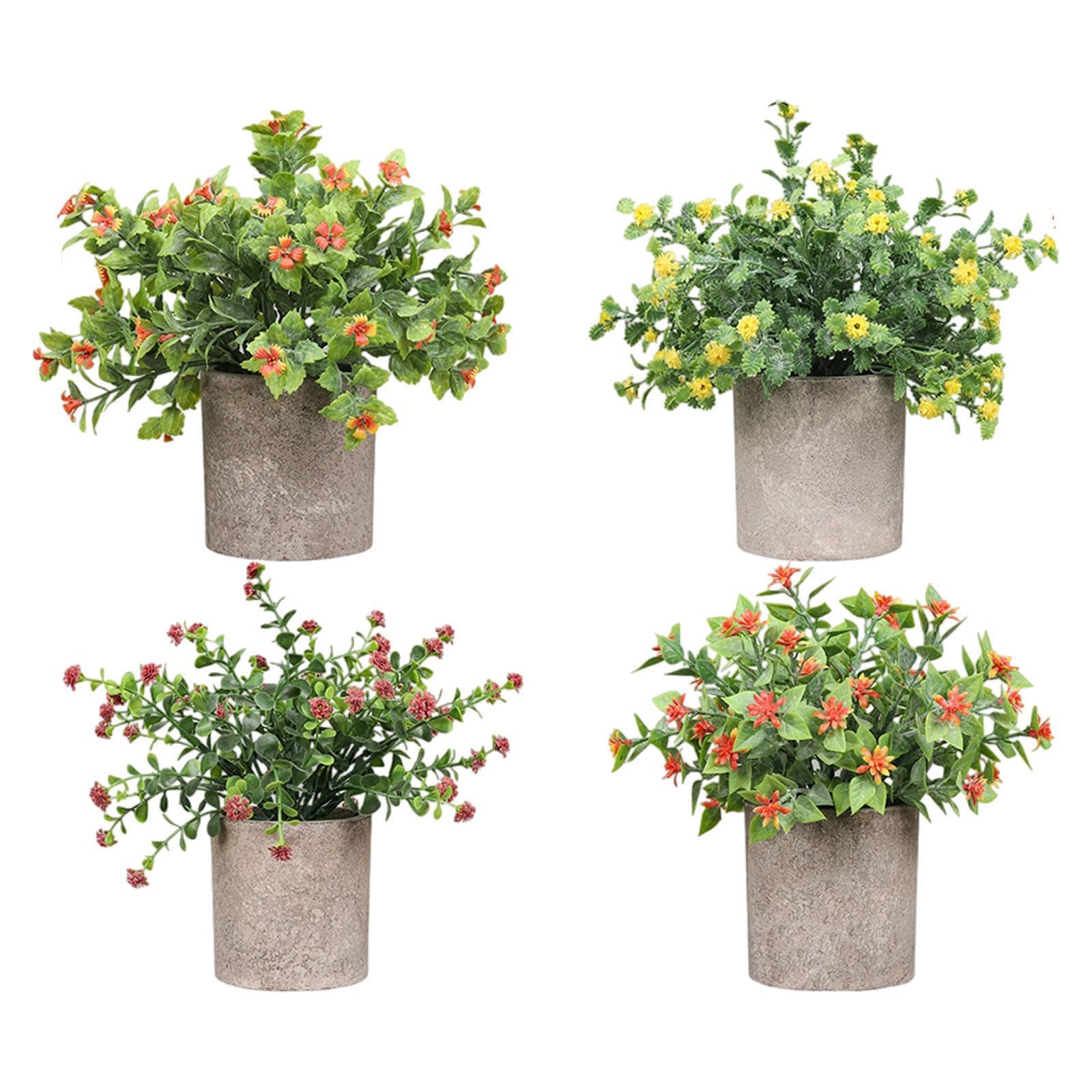 Bothyi - 4 Piezas De Pequeñas Plantas Falsas En Macetas Pequeñas Para Estante De Escritorio Estilo Hogareño