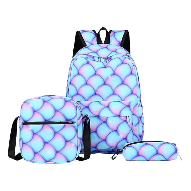 3pcs/Set Laptop Backpack Adjustable Strap Fashion Women Nylon Travel Backpack Cute Gradient Work Rucksack for Work School Travel