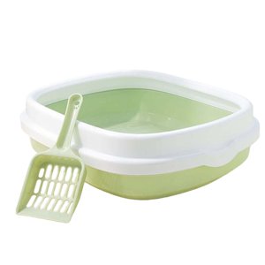 Ioensy - Inodoro Semicerrado Para Gatos, Bandeja De Arena De Viaje Duradera Más Fuerte, Limpieza De Conejo Verde