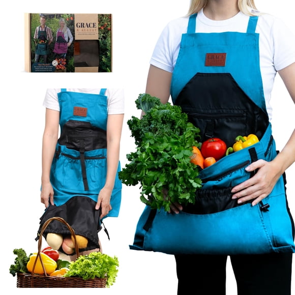 Delantal de jardinería Grace and August para mujer y hombre con 7 bolsillos