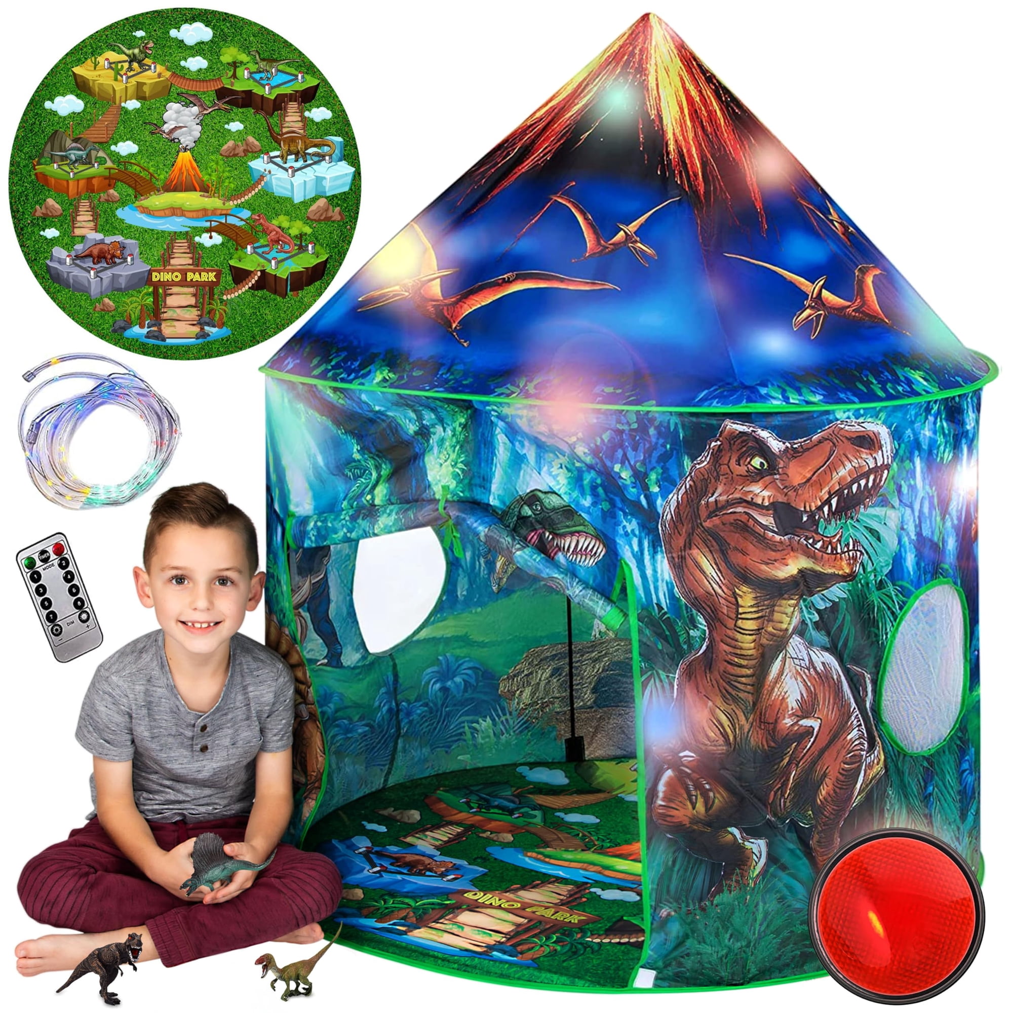 Toy To Enjoy - Juguete De Tienda De Campaña Para Niños Para Disfrutar De Dinosaurios Emergentes Con Luces Y Sonido
