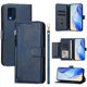 thumbnail image 4 of Funda tipo cartera para BLU View Speed con bolsillo con cremallera, tarjetero, soporte, correa para la muñeca y tapa de cuero azul, 4 of 5