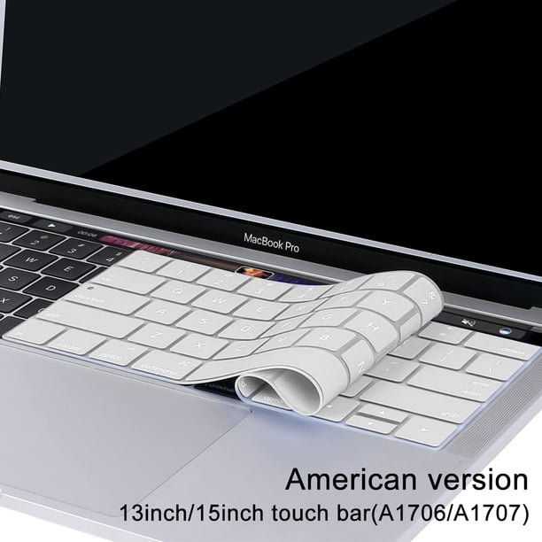 Protector de teclado ultrafino compatible con MacBook Pro con Touch Bar de 13/15 pulgadas (A1706/A1707) - Diseño estadounidense