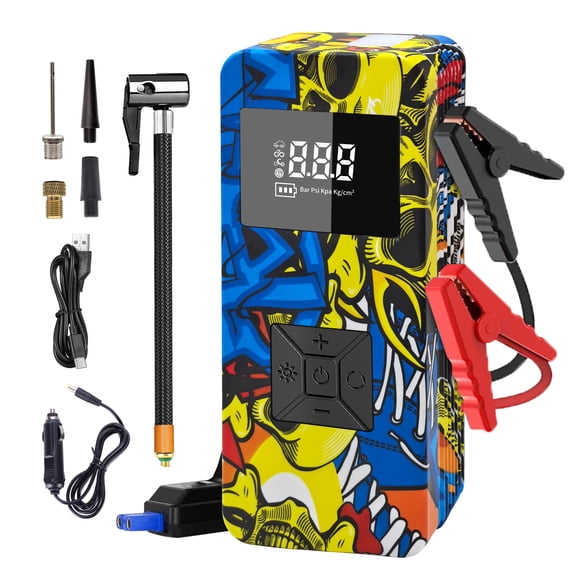 Arrancador de Batería EDOMOL 8000A con Compresor de Aire 150 PSI 12 V