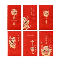 Magideal - 6 Sobres Rojos De Año Nuevo Chino, Sobres Para Tarjetas De Felicitación, Dinero De La , Regalos, Deseos, Paquetes Rojos Hong Bao Para Cumpleaños