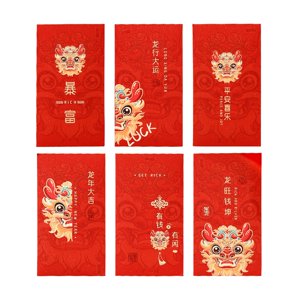Magideal - 6 Sobres Rojos De Año Nuevo Chino, Sobres Para Tarjetas De Felicitación, Dinero De La , Regalos, Deseos, Paquetes Rojos Hong Bao Para Cumpleaños