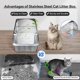 thumbnail image 2 of Caja de arena de acero inoxidable Aothey con tapa de metal y cuchara para gatos, 2 of 7