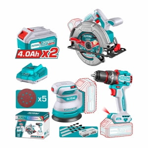 Total Tools - Combo Total 20V Tal Perc+Sierra Circ+Lij+2B 4A+C