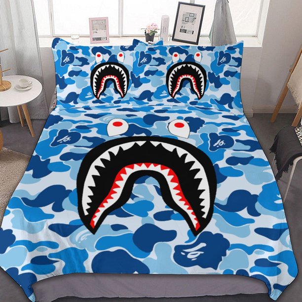 Bape Shark Camo Bape Shark Camo 3-Piece Bedding Set Warm And Comfortable Soft Duvet Cover Bed Set for Boys Girls Kids Adult Bedroom All Season