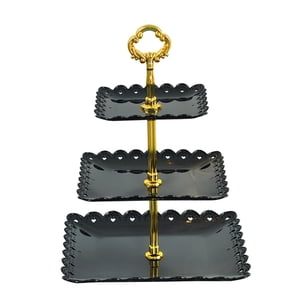 Bothyi - Soporte Para Cupcakes De 3 Niveles, Bandeja Para Servir Pasteles, Estante Para Refrigerios Para Mesa De Comedor En Casa, Color Negro