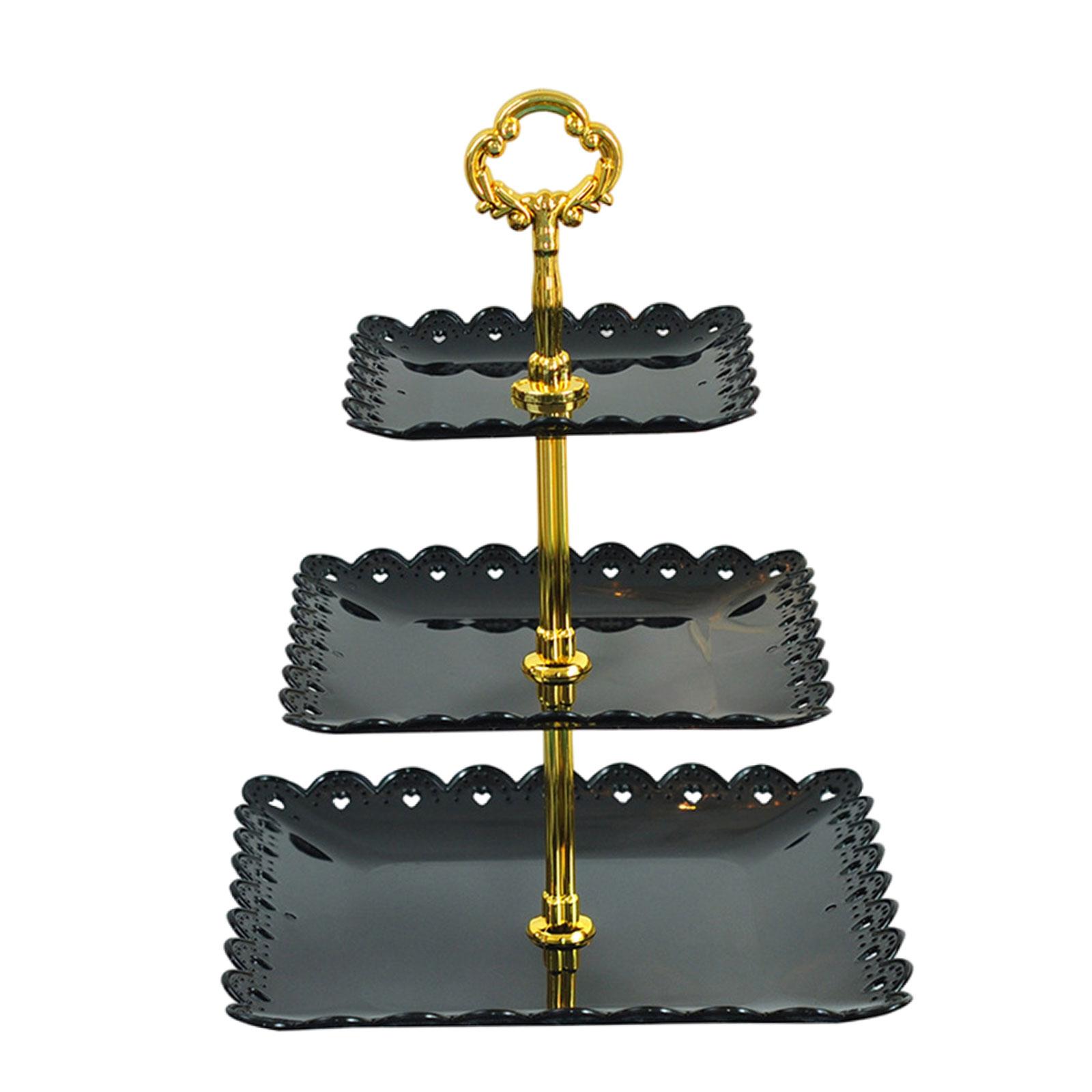 Bothyi - Soporte Para Cupcakes De 3 Niveles, Bandeja Para Servir Pasteles, Estante Para Refrigerios Para Mesa De Comedor En Casa, Color Negro