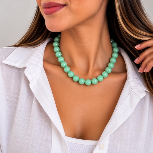 Collar Balloon Chicle Chunky De Cuentas Medianas Unisex verde 22