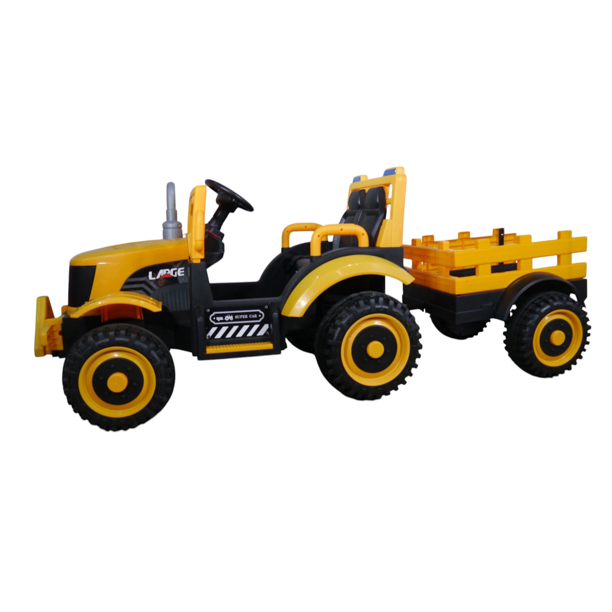 Vipnetwork - Tractor Eléctrico Con Carro Premium Amarillo