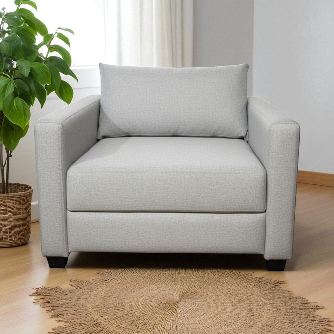 Diseños Valestrini - Sofa Cama Multifuncional Un Cuerpo Lino Gris Claro