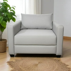 Diseños Valestrini - Sofa Cama Multifuncional Un Cuerpo Lino Gris Claro