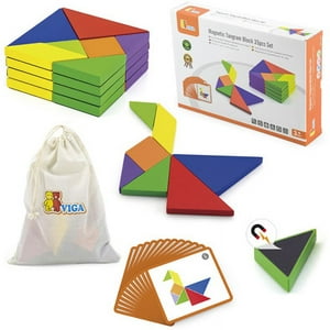 Viga - Juego Madera Tangram Magnetico Bloques 35 Pz