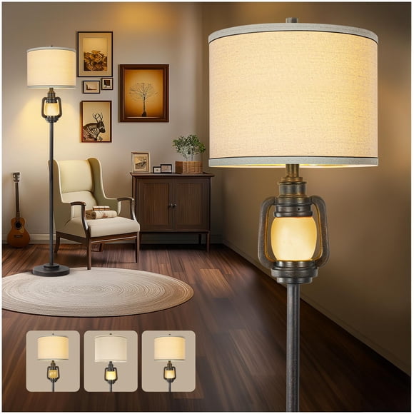 Lámpara de Pie LuxSight 161 cm Pantalla de Lino Bombilla Incluida 120V