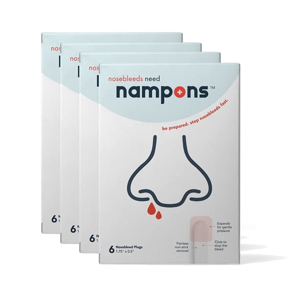 Nampons Nosebleed Stoppers, 24 tapones con agente coagulante