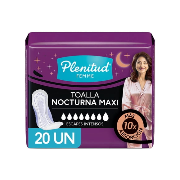 Toallas Femeninas Plenitud para Incontinencia Femme Maxi Nocturna, 20 unidades