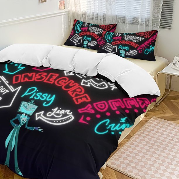 Hazbin Hotel 3-Piece Twin Bed Set - Includes 1 Single Comforter And 2 Pillowcases Bedding - Fade Resistant Microfiber - Hazbin Hotel