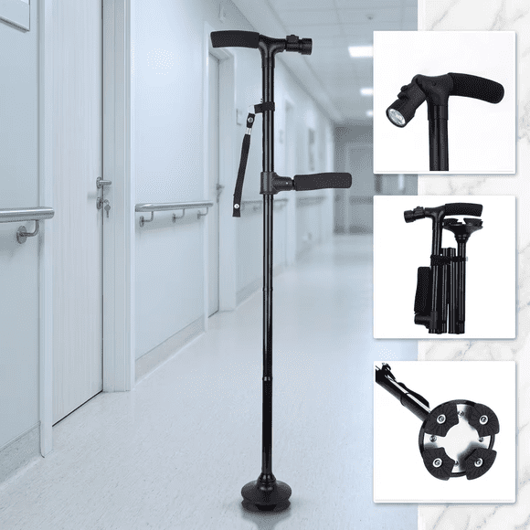 Bastón Ortopédico Plegable Ajustable con Luz LED