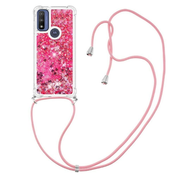 Funda FOXDOCK para Motorola Moto G Play 2023 con Cuerda Ajustable, Brillo Líquido, Protección Antigolpes y Lente – Ideal para Regalo