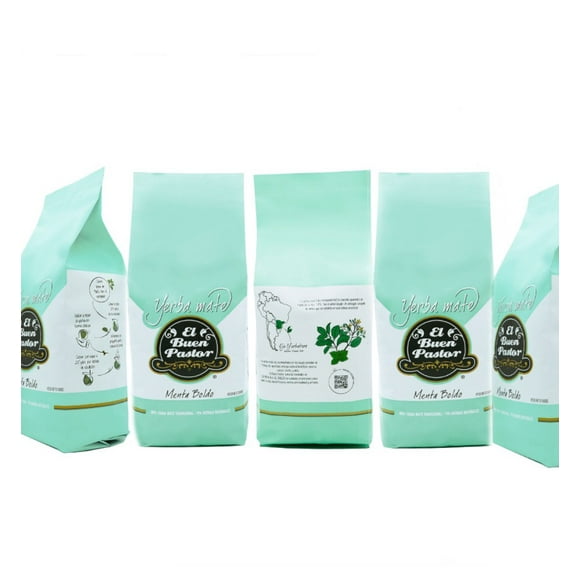 PACK x 5 YERBA MATE EL BUEN PASTOR MENTA BOLDO 500G SIN GLUTEN