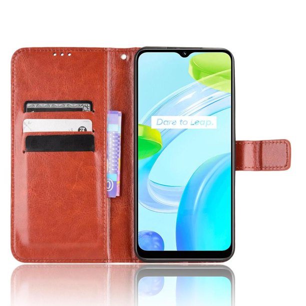 Funda tipo libro para Realme C30 4G, cartera todo‑en‑uno, funda multifuncional con tarjetero y correa de muñeca desmontable