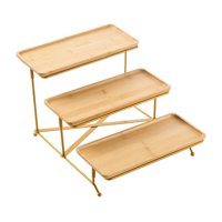 Bothyi - Juego De Soporte Para Plato De Servir De 3 Niveles, Presentación De Postre De Fruta Para Postre, Pastel, Estante Dorado