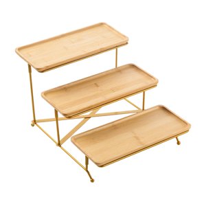 Bothyi - Juego De Soporte Para Plato De Servir De 3 Niveles, Presentación De Postre De Fruta Para Postre, Pastel, Estante Dorado